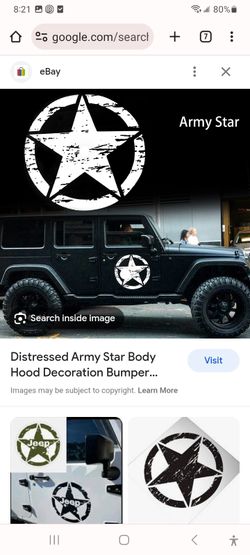 Large Jeep Star Decal White Or Black 