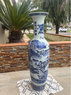 Vase 4 foot for Decor Blue and White Porcelain Vase Floor Large Vase Antique Ceramic Vase