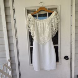 Womens Love J Ivory Dress Size 2X Stretchy Off Shoulder