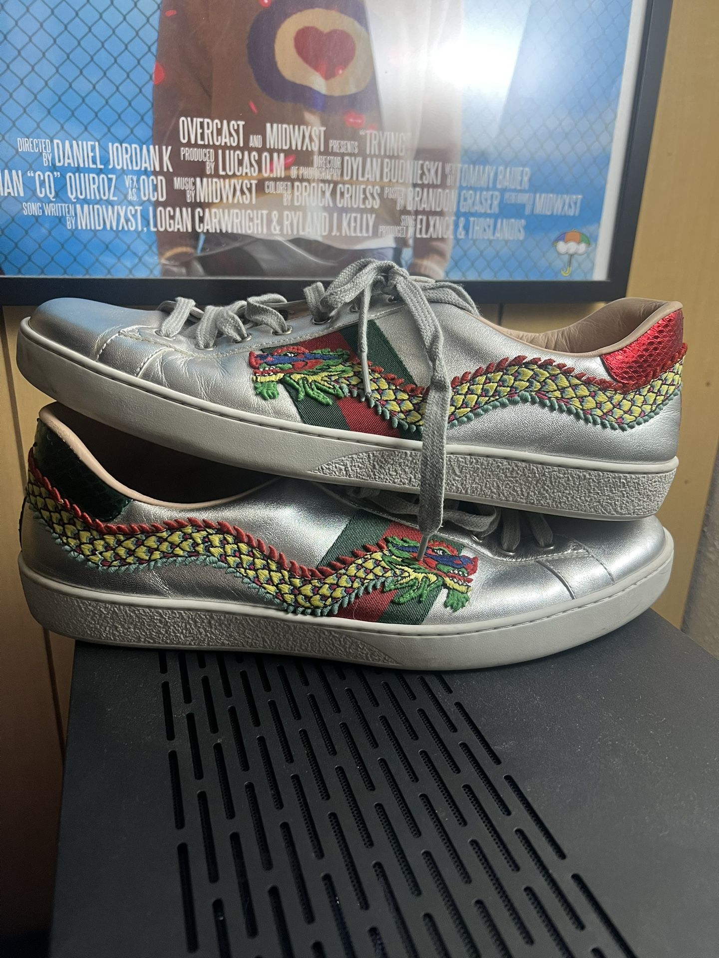 Authentic Gucci Dragon Aces Silver Size 12 Barely Used Great Condition