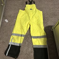 XL Visibility Rain Suit Waterproof Lime Reflective Safety Worker Jacket & Pants