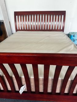 Queen size bed with box spring (solid wood) NO MATTRESS