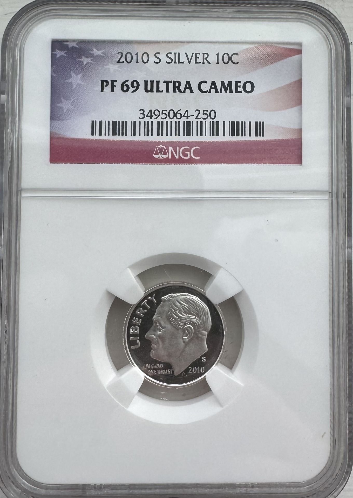 2010-S 10c Roosevelt Proof Silver Dime NGC PF69 Ultra Cameo