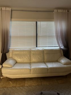 White Leather Couch And Chair