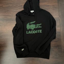 Lacoste black hoodie with green accents Size XL  fits Large too!