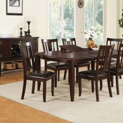 Brand New Espresso 7pc Dining Table Set 