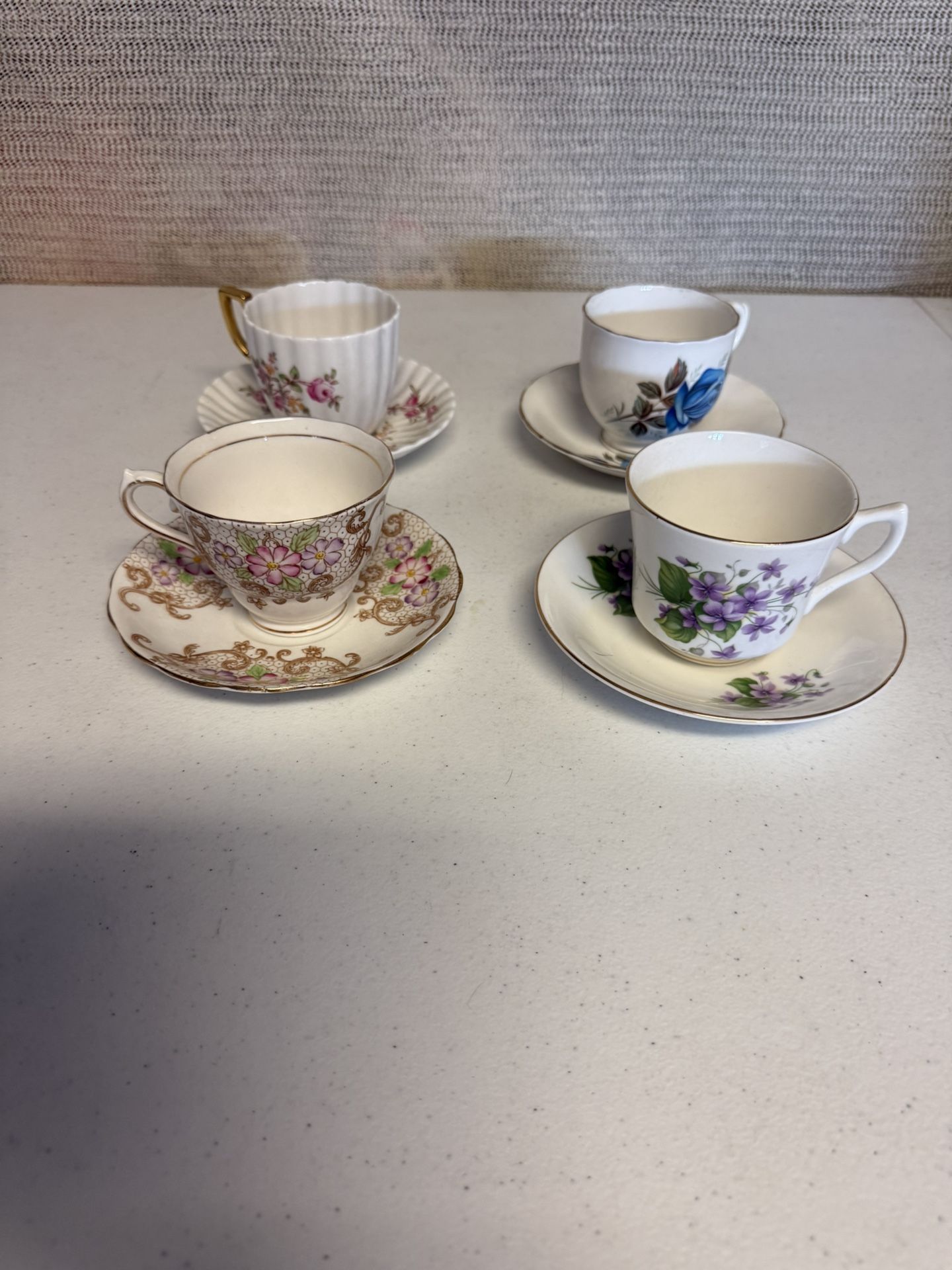 4 Bone China Cup & Saucer Sets