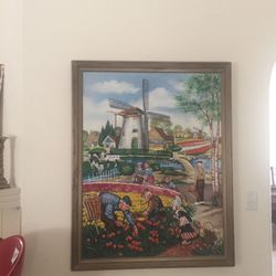 Beautiful hand painted Dutch picture of the tulip fields in the Netherlands 🇳🇱