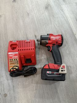 Milwaukee M18 FUEL Gen-2 18V Lithium-Ion Brushless Cordless Mid Torque 1/2 in. Impact w/Fring w/5.0 ah Resistant Battery And Charger 
