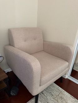 2 Mid Century Fabric Modern Accent Chair Armchair (beige)