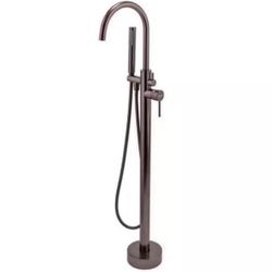  2-Handle 45.47 in. Freestanding Floor Mount Tub Faucet Bathtub Filler with Hand Shower in Brushed Bronze 