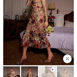 Mesh Flower Mermaid Dress In Blush