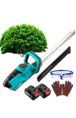 Electric Hedge Trimmer Cordless, Bush Trimmer, 2.1kg Lightweight Hedge Trimmer, Double-Edged Blades, Brushless Motor, with A Pair of Gloves & Goggles,