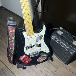 Fender Starcaster Strat Electric Guitar + Amplifier 