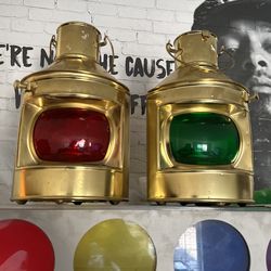 Port And Starboard Oil Lamps For A Boat