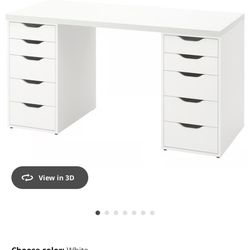 Ikea Alex drawer desk/vanity (white) + Tobias chair (clear)