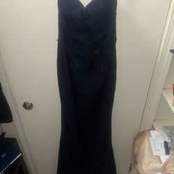 Morilee by Madeline Gardner Size 4 Navy Lace Gown Maxi Dress Style 