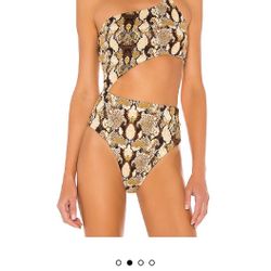 Brown Snakeskin Talia Cut Out Bodysuit By Superdown Size Medium