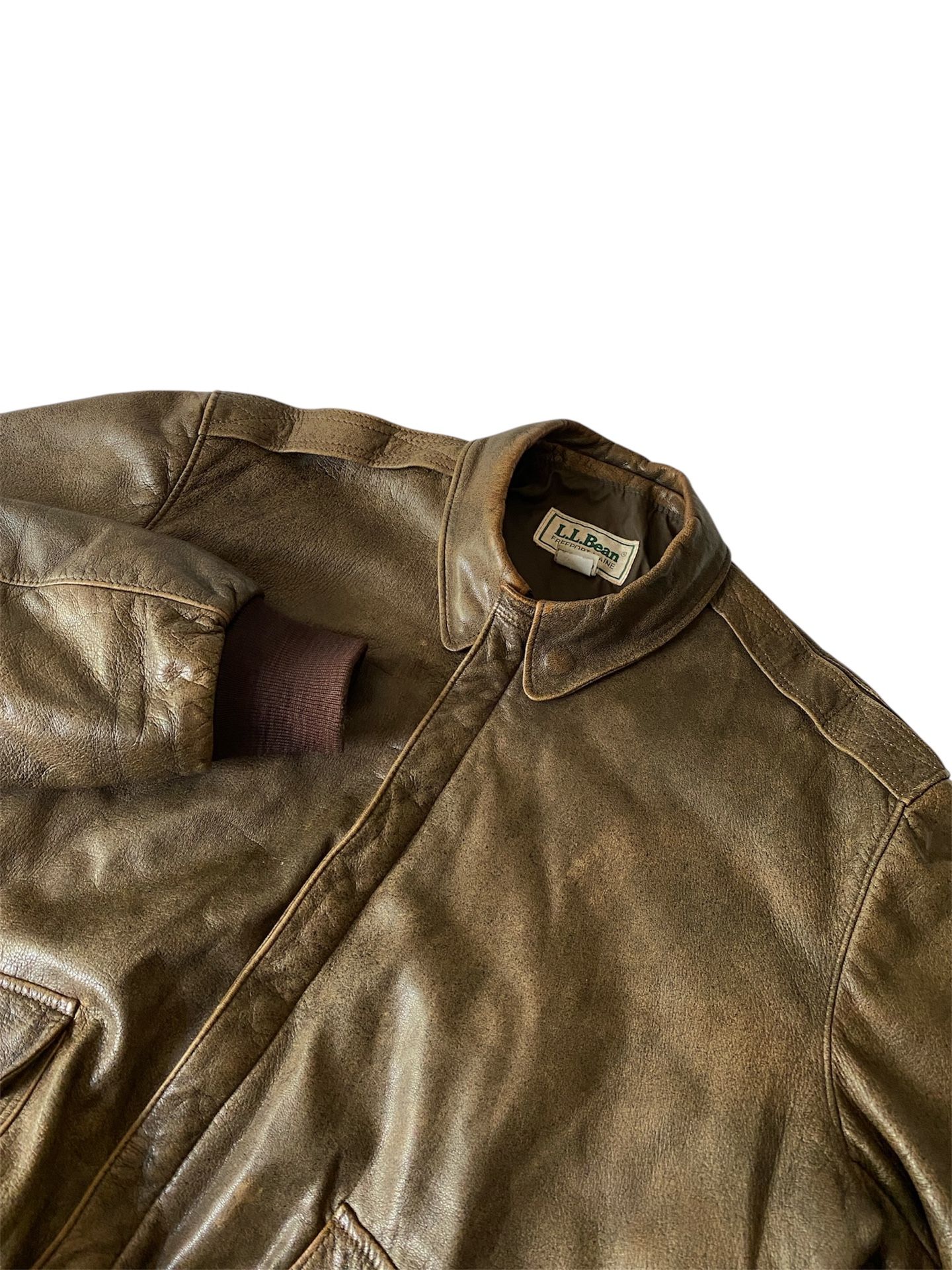 Vintage LL Bean Jacket Leather Made In USA Brown Men’s Large