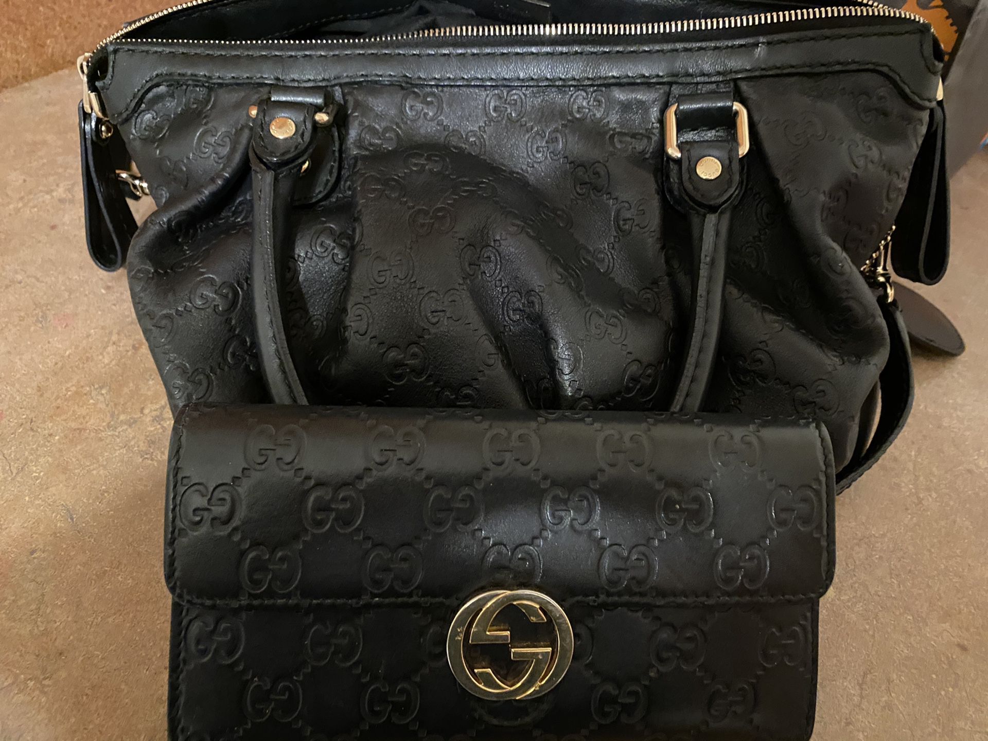 Gucci guccissima crossbody bag & wallet