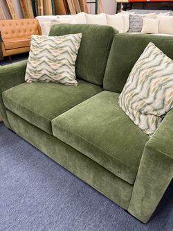 Green Velvet Two-Seat Sofa, same day delivery, no credit needed