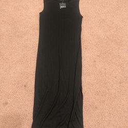 New small black ribbed tank top shirt dress stretchy y2k bodycon retro club