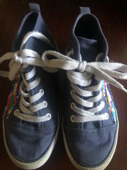 Cat & Jack blue high tops w/colored sequence