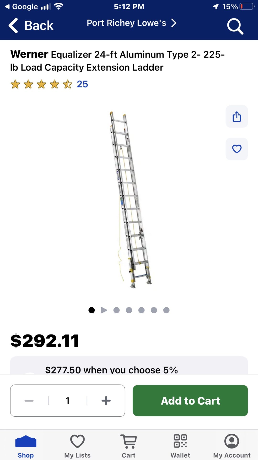 24’ Aluminum Extension 225# Capacity Ladder Paid $310 Selling $165 Cash Firm No Offers Please!
