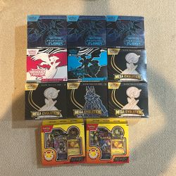 Pokemon TCG Elite Trainer Boxes Mega Evolution White Flare Black Bolt Phantasmal Flames