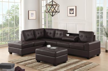 New sectional with storage ottoman