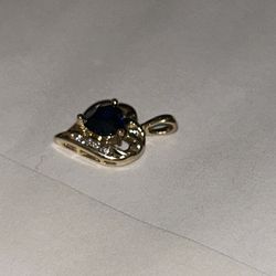 10k Heart Pendant (Blue Sapphire with Diamonds)