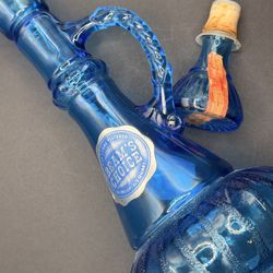 Vintage 1973 Jim Beam’s Choice Blue Glass Decanter - Original Tax Stamps