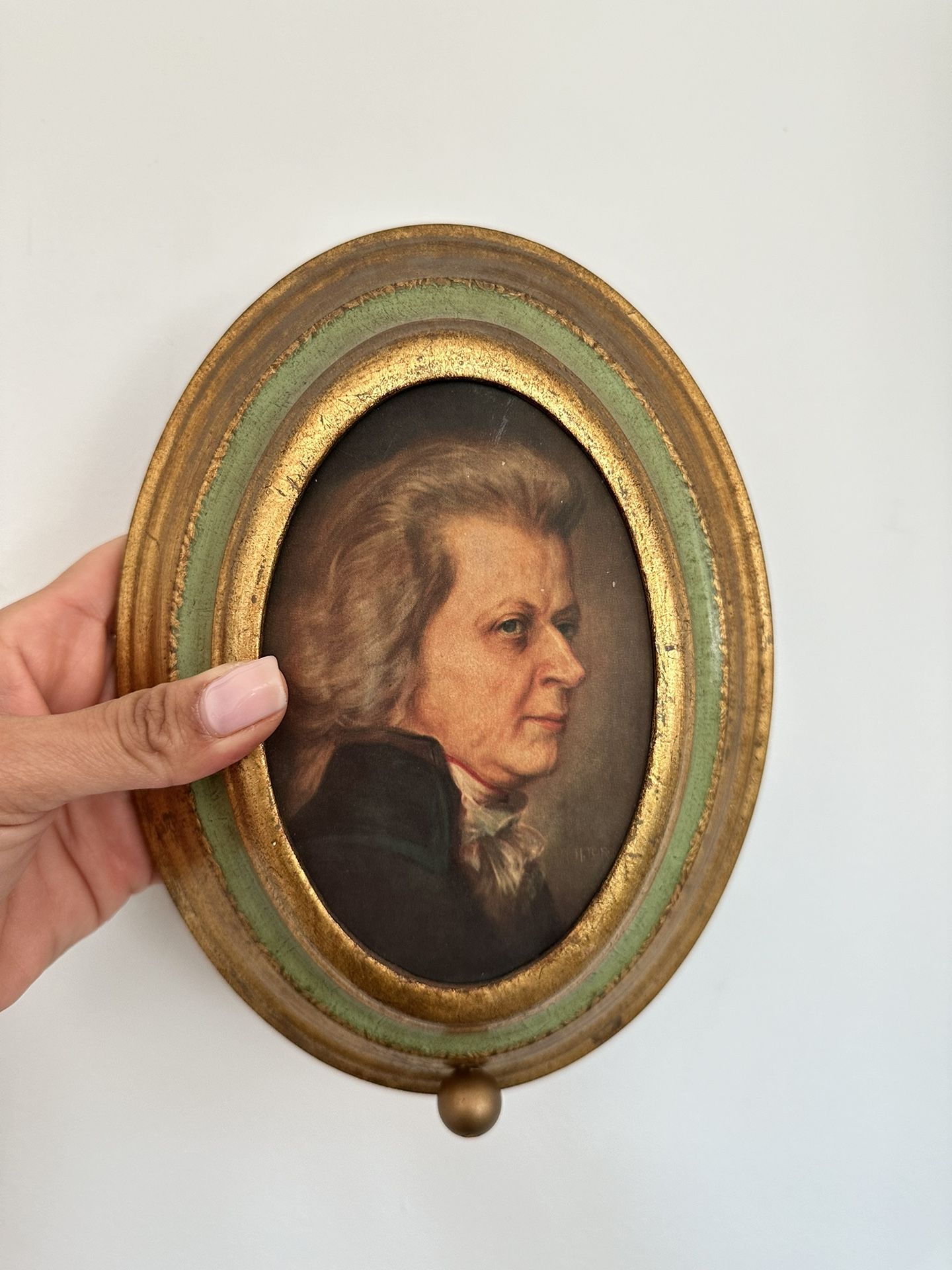 Vintage Reuge Swiss Musical Oval Mozart Wall Plaque