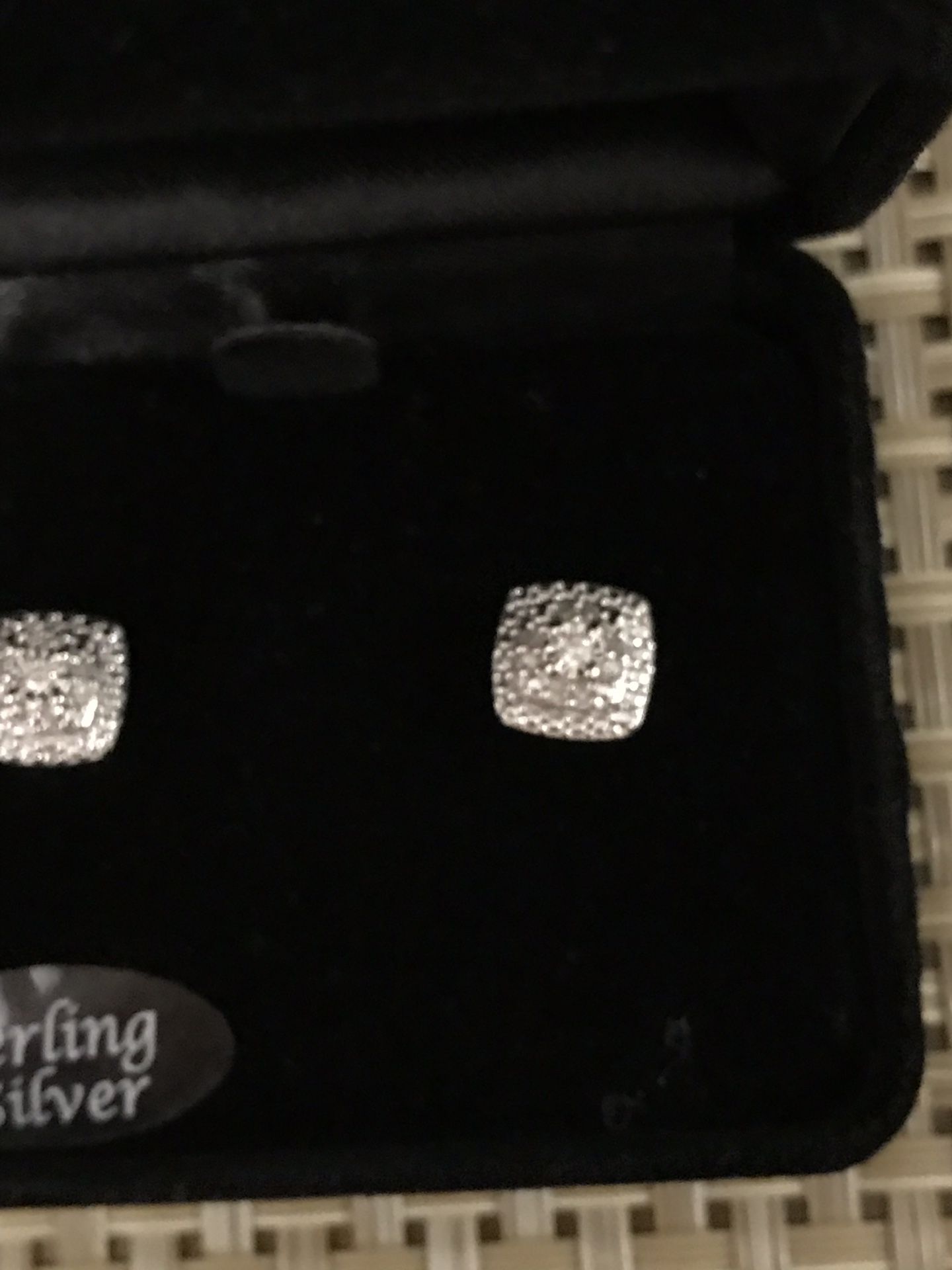 Sterling Bridge Diamond Stud Earrings