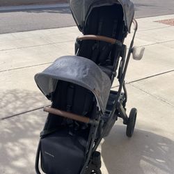 Uppa Baby Vista2 Double Stroller With Bassinet & Accessories 