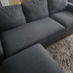 Dark Gray Sofa + Ottoman – Great Condition
