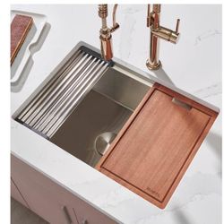 Ruvati 27-inch Undermount Rounded Corner Workstation Kitchen Sink Single Bowl