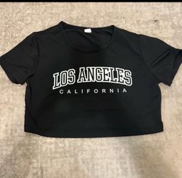 Los Angeles California Black Crop T-Shirt