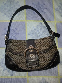 Vintage Coach Soho Black Canvas Buckle Flap Shoulder Bag
