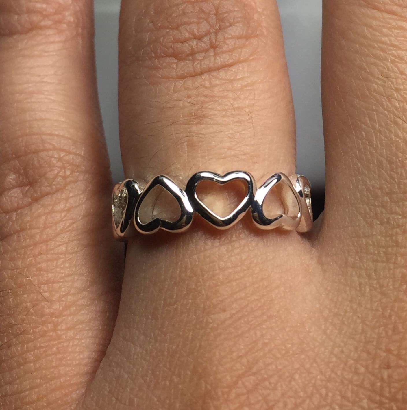 Sterling silver plated hearts ring