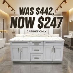 💥FINAL CLEARANCE 45% OFF Grey Double Shaker Bathroom Vanity Base 72"w/3 Drawers Solid Wood