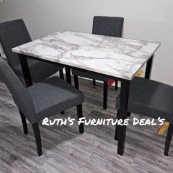 Beautiful 5-Pc Would Fabric Dining Set 