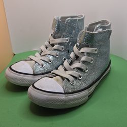 Blue glitter girls converse shoes 12c