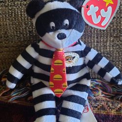 Vintage TY beanie Baby Hamburgler Bear McDonalds