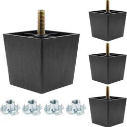 Litoexpe Plastic Furniture Leg, 2 Inch Square Sofa Leg, Set of 8 Furniture Feet for Dresser Cabinet Chair Bed Coffee Table, with M8 T-nut