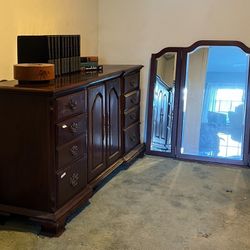  Cherrywood Dresser And Mirror