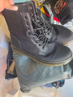 Dr. Martens Combs Boot Black Nylon Canvas Platform Men's 11