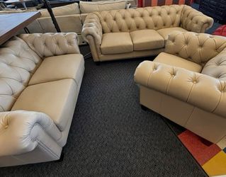 Leather( Genuine ) 3 Piece Chesterfield Furniture
