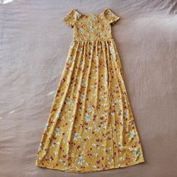 Alway Indigo Floral Square Mustard Yellow Sz M