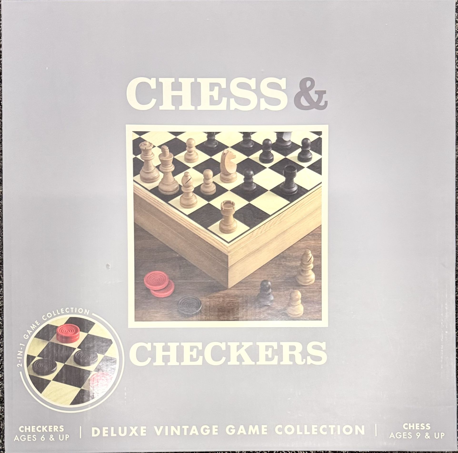 Winning Solutions Deluxe Vintage Wood Chess & Checkers Game Set,